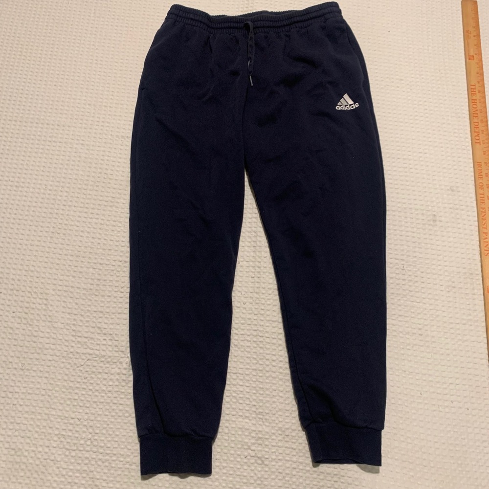 Adidas Mens Fleece Joggers Navy Blue Embroidered Logo Sweatpants XL